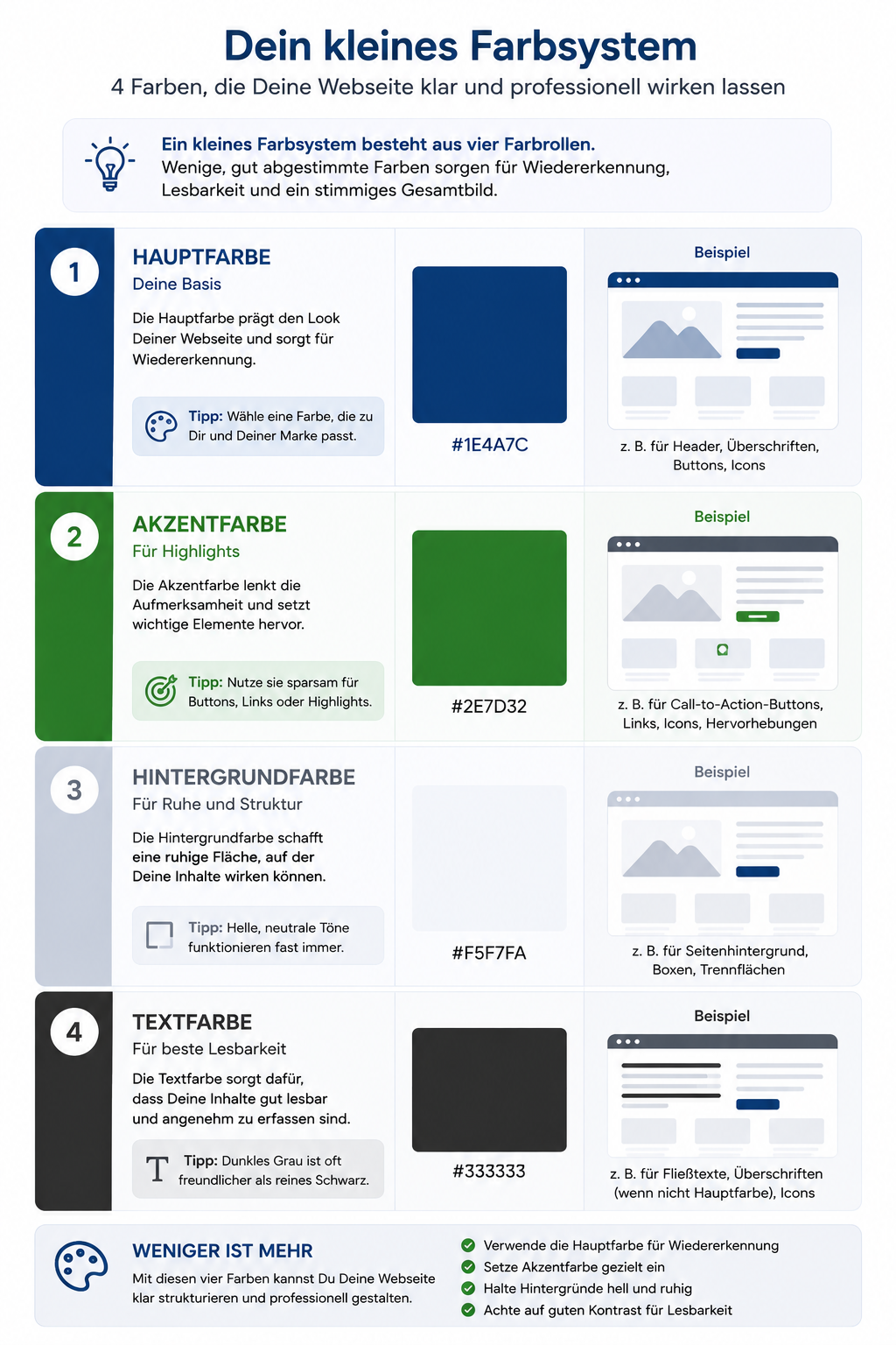 Dein kleines Farbsystem- Klarer Webdesign-Guide Dein kleines Farbsystem- Klarer Webdesign-Guide