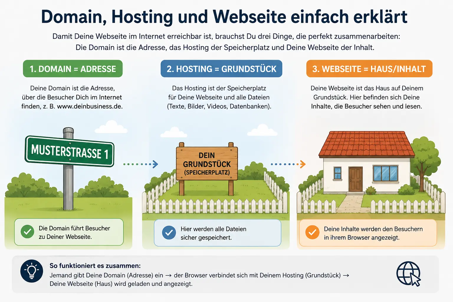 Domain, Hosting und Webseite erklärt Domain, Hosting und Webseite erklärt