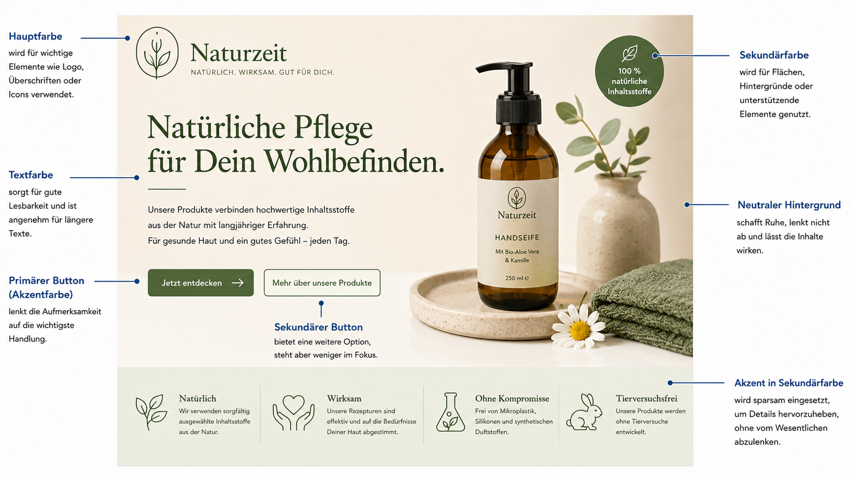 Naturzeit Farbwelt und Pflegemockup