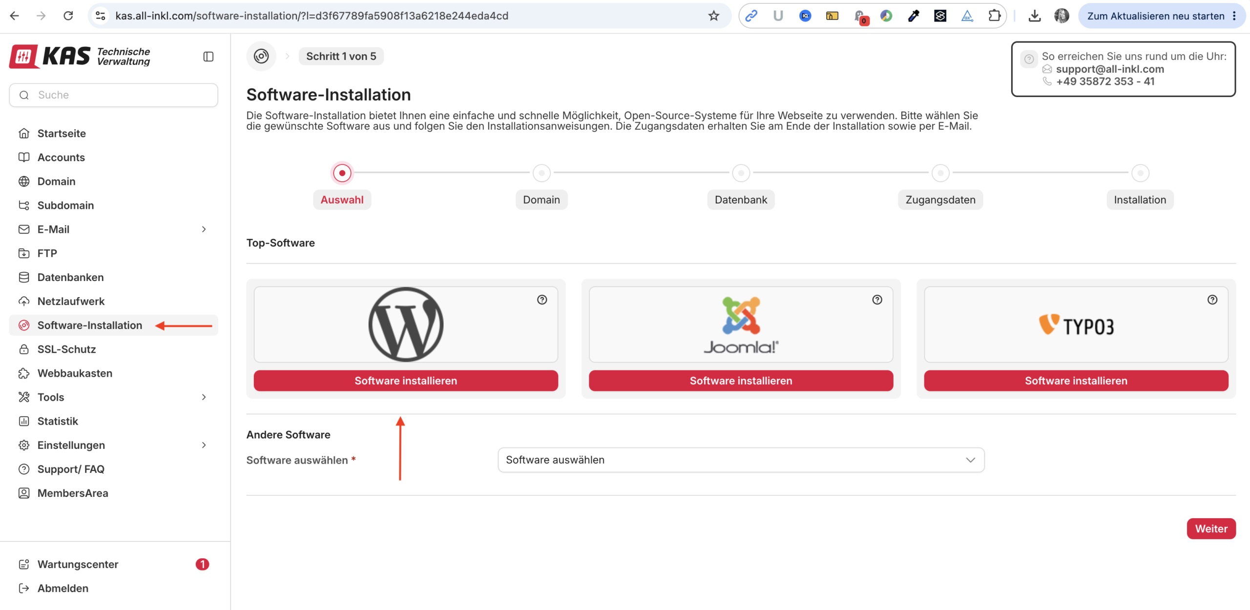 WordPress-Software im ALL-INKL KAS installieren